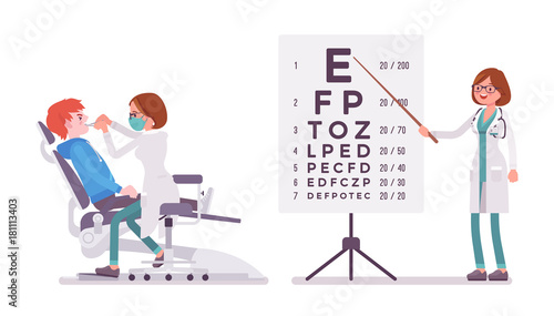 Female dentist and ophthalmologist