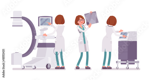 Female doctor X-raying