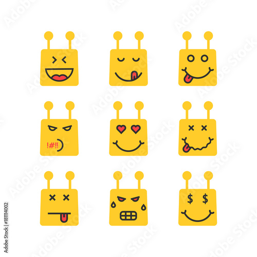 set of yellow chatbot emoji icon