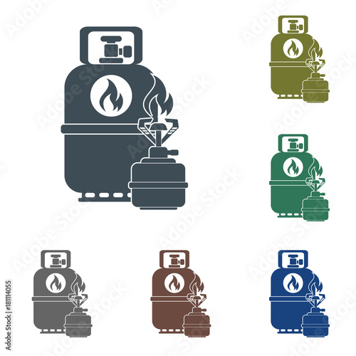 Camping stove with gas bottle icon