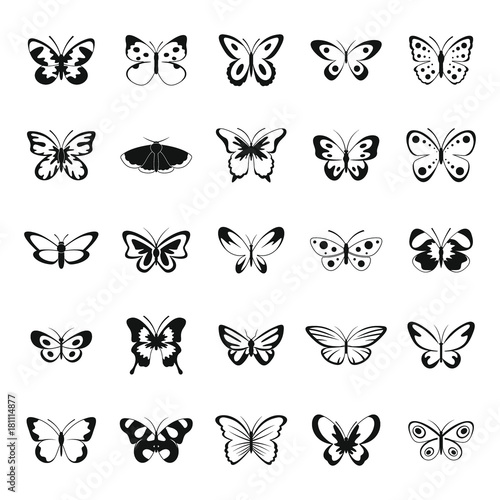 Butterfly icons set, simple style © anatolir