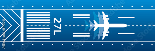 Aircraft on the runway. Aviation transportation illustration. Plane is on the runway. Vector design 