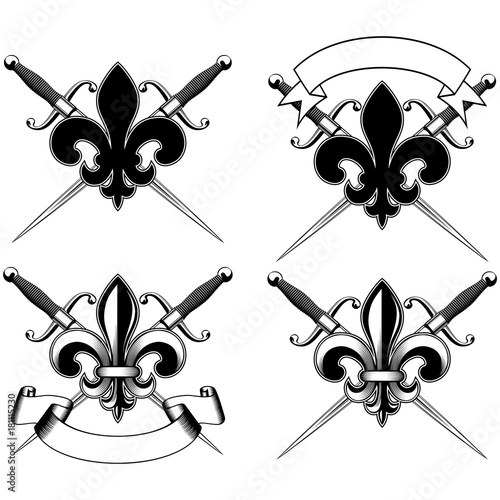 Photos heraldic Lily and crossed dirks set