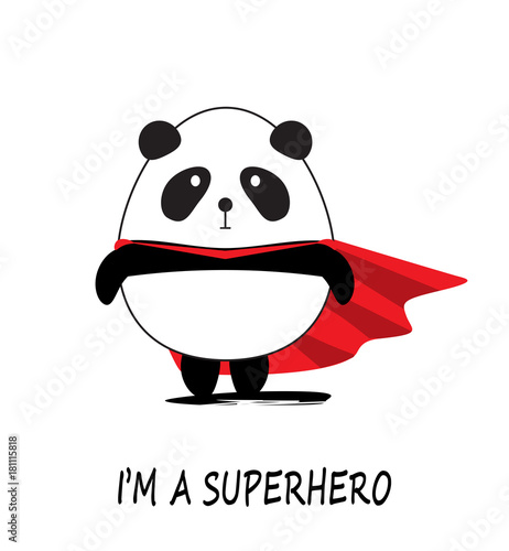 Fototapeta Naklejka Na Ścianę i Meble -  Cute Little Panda Superhero