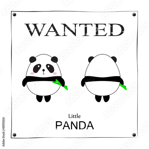 Fototapeta Naklejka Na Ścianę i Meble -  Wanted Poster Cute Little Panda Bear