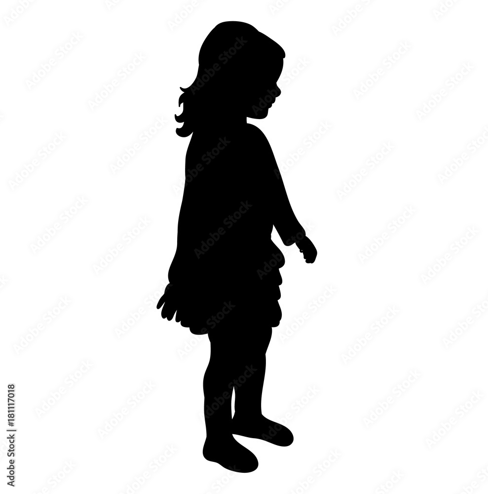 isolated volume silhouette little girl isolated volume silhouette little girl