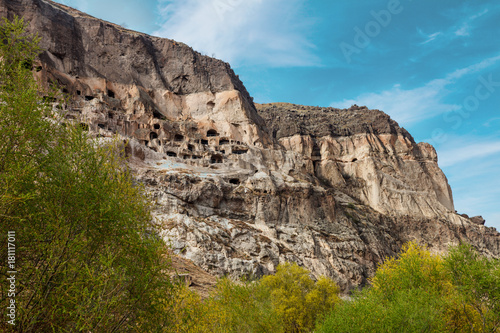 Panoramic view of Vardzia cave city-monastery in the Erusheti Mountain, Georgia