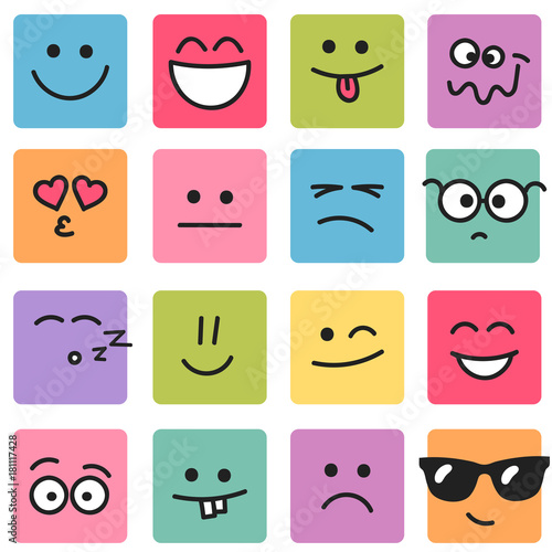 Emotional square colorful faces