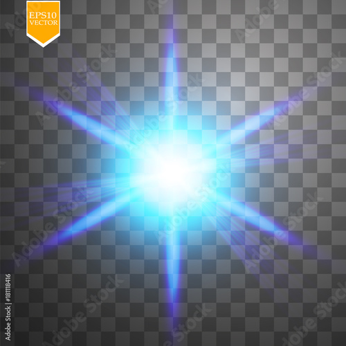 Light digital star on the transparent background
