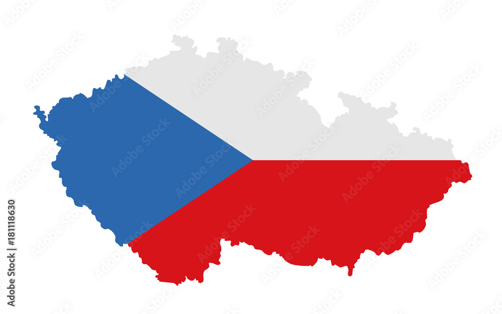 Czech Republic / Czechia - map of the european country. Colors and shape of Czech national flag. Vector illustration