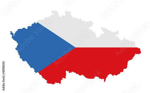 Czech Republic / Czechia - map of the european country. Colors and shape of Czech national flag. Vector illustration