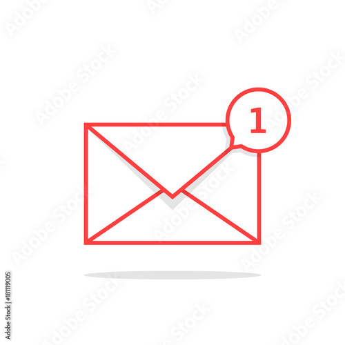 red thin line notification icon with speech bubble