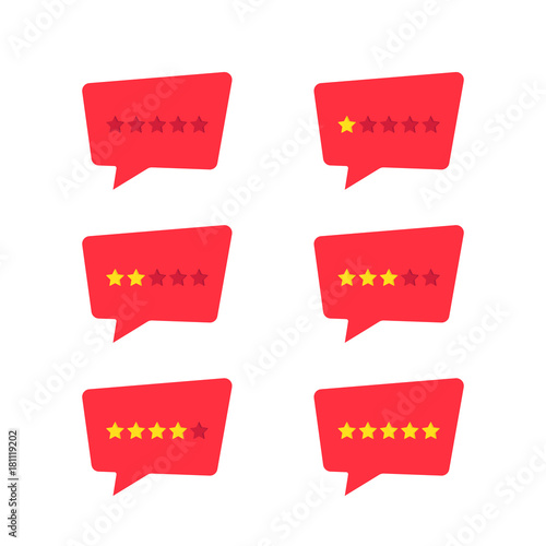 set of simple red rating stars icon