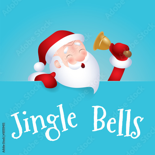 Vector illustration of Santa Claus cartoon character emotion cheerful to sing Jingle Bells.