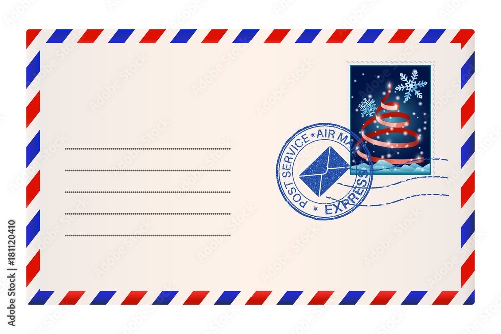 Envelope with Christmas tree stamp Envelope with Christmas tree stamp