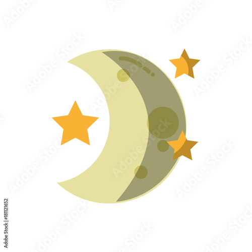 cute moon with stars in the night space