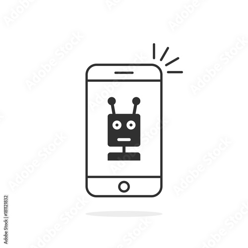 black thin line phone with chatbot