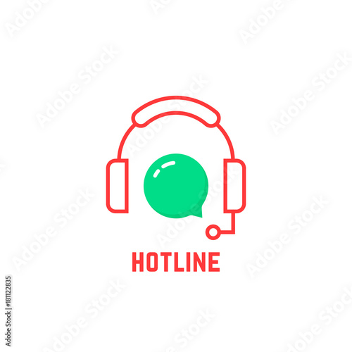 red thin line hotline icon