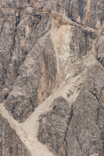 recent landslide in a dolomites wall in Italy