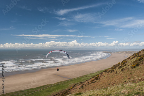 Hang gliding, Rossili, Gower, Wales, UK  photo