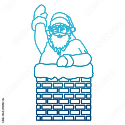 Santa claus in chimney pop art cartoon