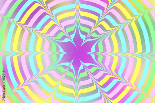pastel colored circles on multicolored background with inward and outward spikes