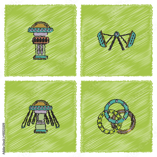 Circus Icons collection in Hatching style photo