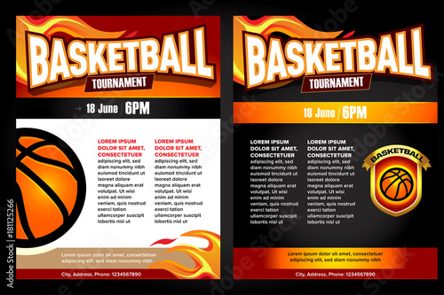 Basketball tournament posters, flyer with basketball ball - template vector design