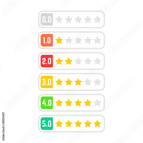 set of simple colored rating star