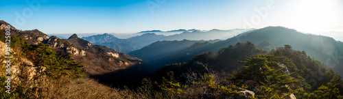 Panoramic view of mountain peaks