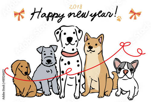 犬　年賀状　デザイン　イラスト