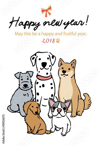 犬　年賀状　デザイン　イラスト　