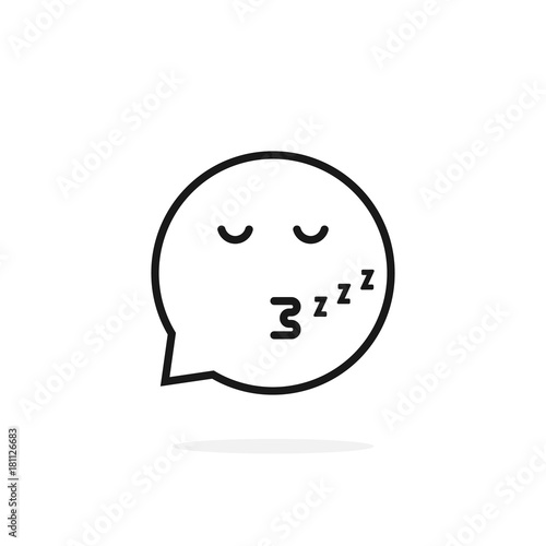 thin line sleeping emoji speech bubble logo