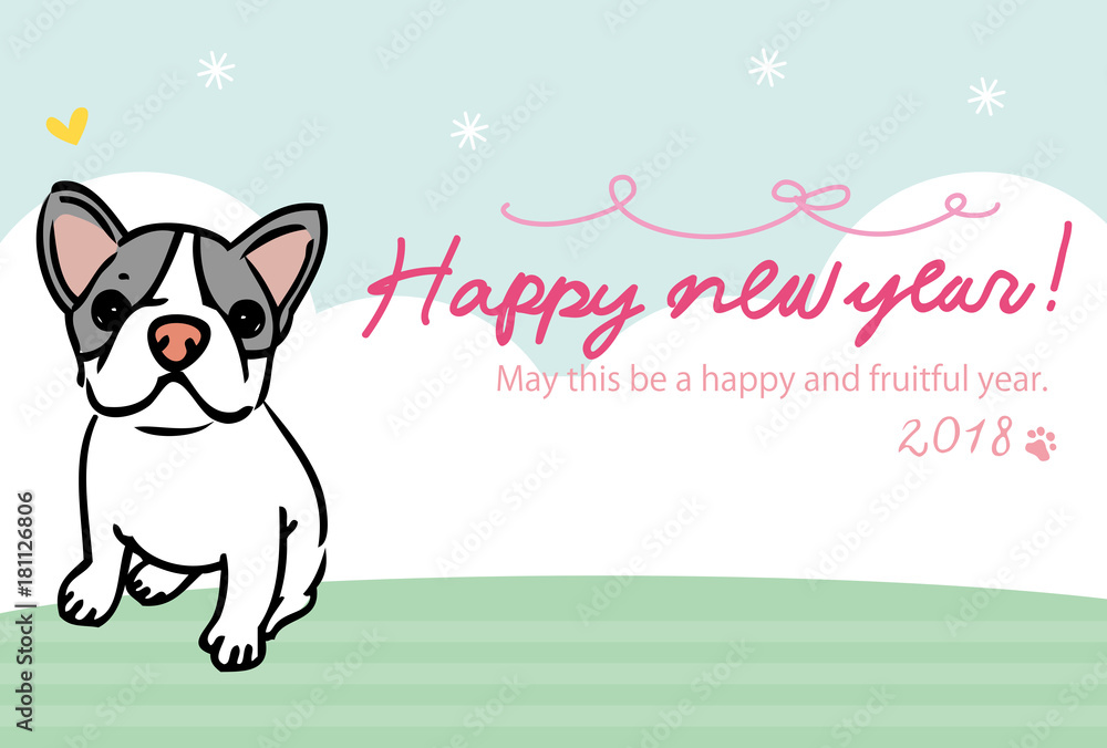 Obraz premium 犬 年賀状 デザイン イラスト