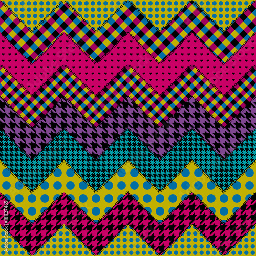 Seamless background pattern. Patchwork pattern of chevron pattern.