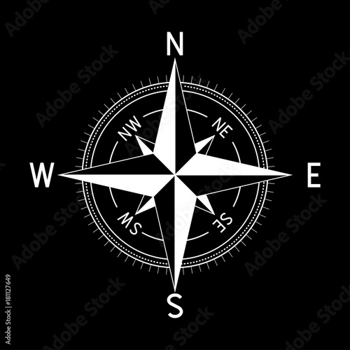 Compass. Vector illustration on black background