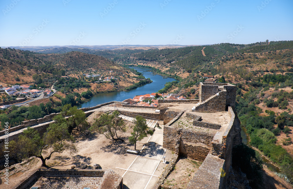 The view from the Keep tower of Mertola Castle. Mertola. Portugal