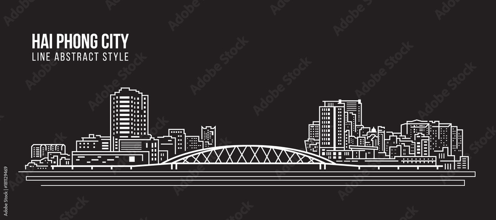 Fototapeta Cityscape Building Line art Vector Illustration design - Hai phong city