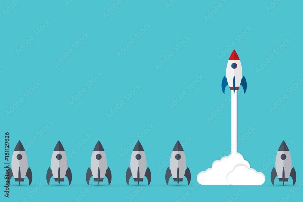 Obraz premium Think differently - Being different, taking risky, move for success in life -The graphic of rocket also represents the concept of courage, enterprise, confidence, belief, fearless, daring,