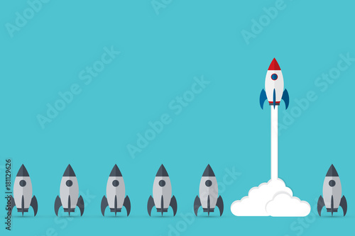 Think differently - Being different, taking risky, move for success in life -The graphic of rocket also represents the concept of courage, enterprise, confidence, belief, fearless, daring,