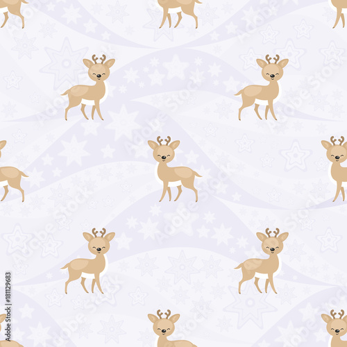 Seamless pattern with the image of reindeers. Vector background.