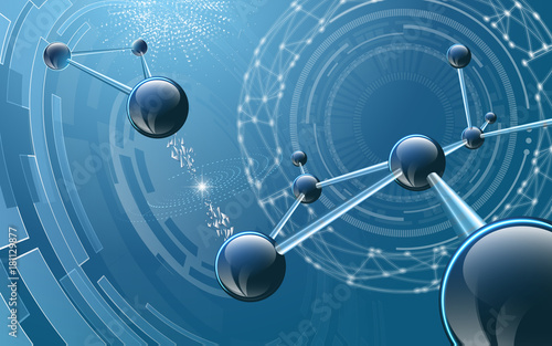 Molecular structure on futuristic background