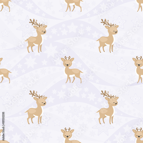 Seamless pattern with the image of reindeers. Vector background.