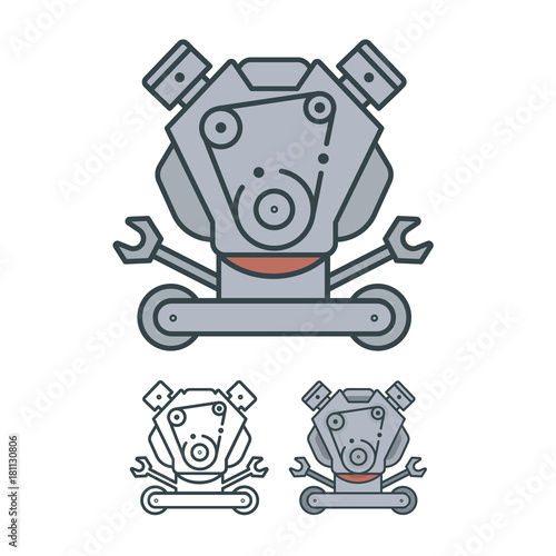 Engine logo gasoline diesel robot with keys 