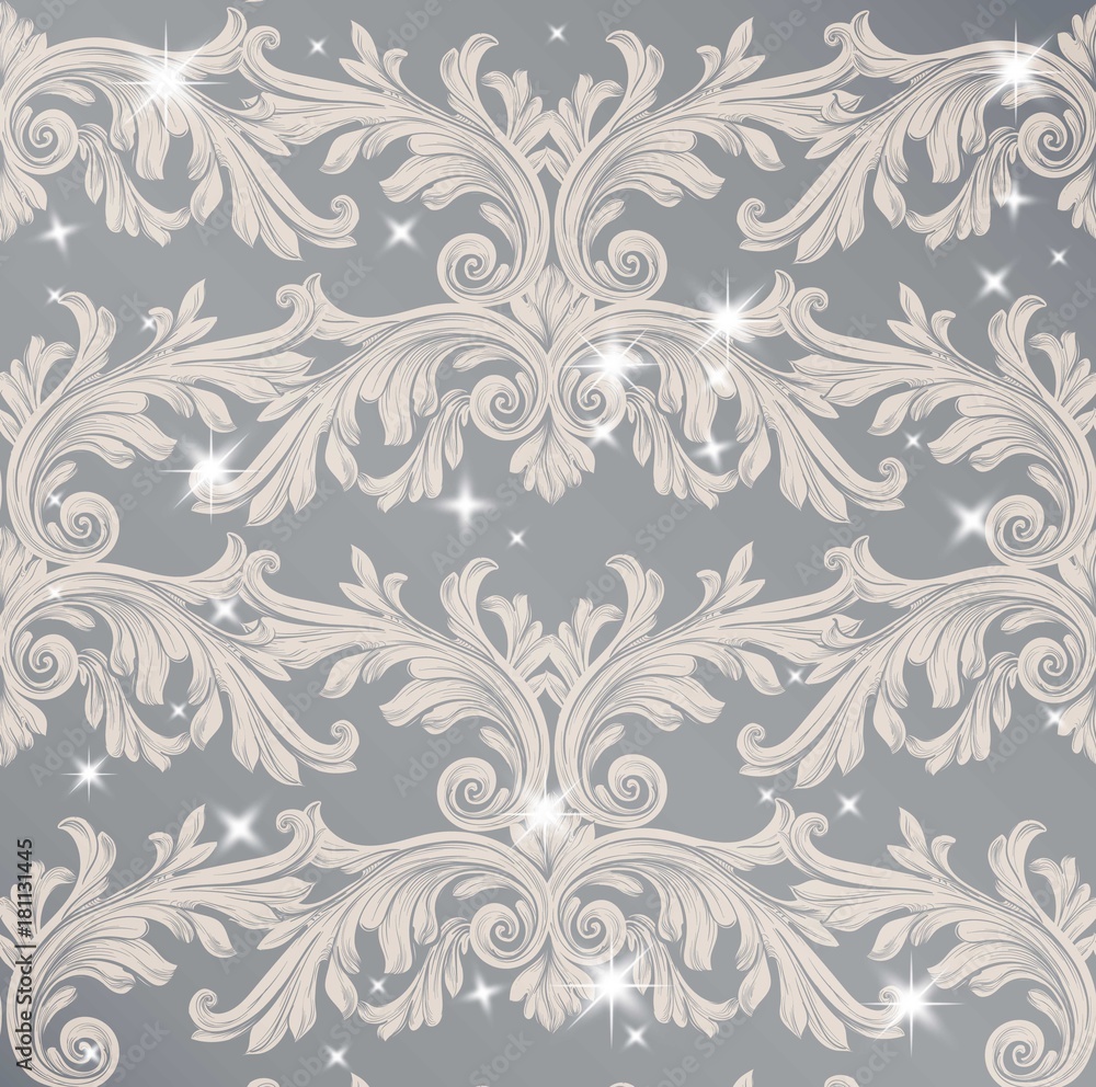 Baroque pattern decor shiny background for invitation, wedding, greeting cards. Vector illustrations layouts Baroque pattern decor shiny background for invitation, wedding, greeting cards. Vector illustrations layouts