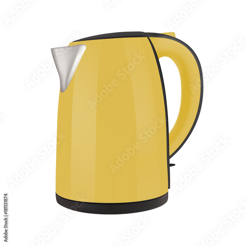 An electric kettle in a vector, isolated on a white background.Electric plastic kettle in vector.	 photo
