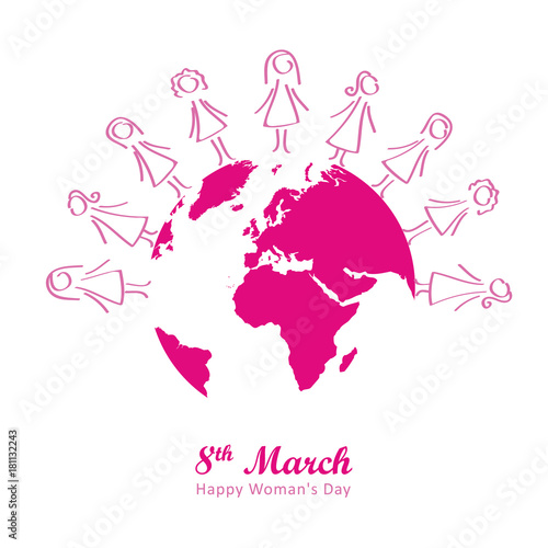 8 march happy woman's day pinke welt frauen