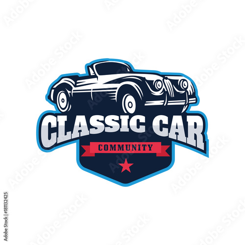 Classic car illustration, Classic Car Logo Badge