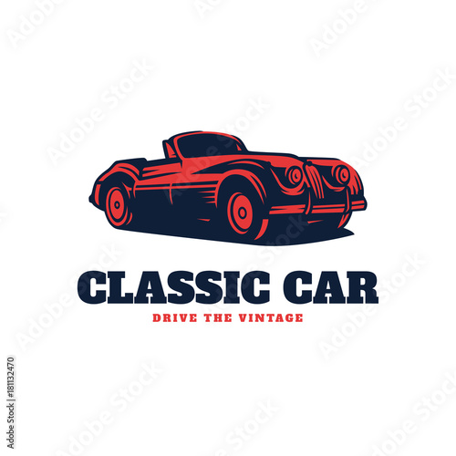 Classic car illustration, Classic Car Logo Badge