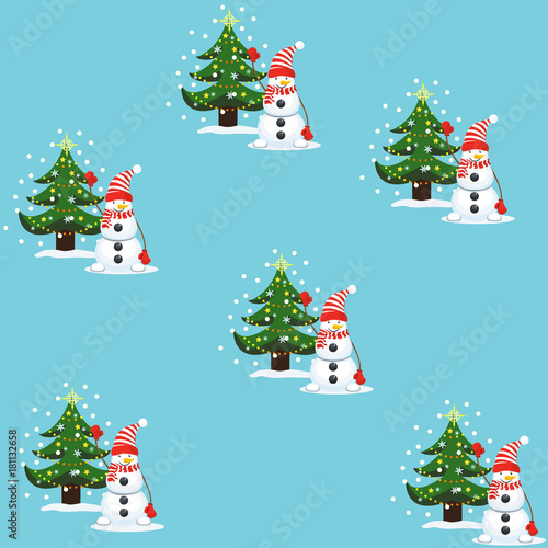 Pattern from snowmans and chritmass trees